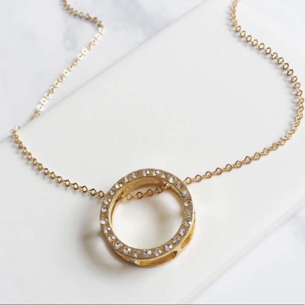 Gold circle gold filled chain necklace
